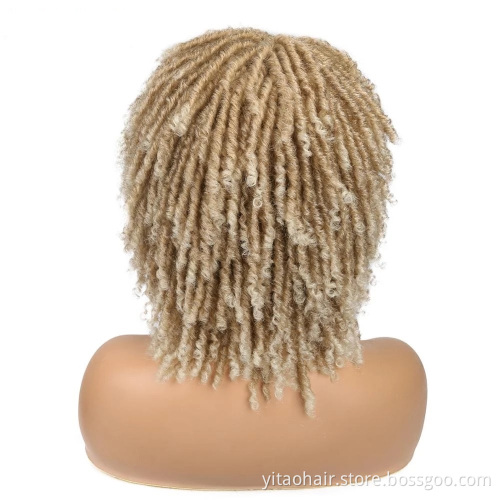 Wholesale Dreadlock Wig Short Braid Wigs Synthetic Afro Curly  Blonde 613 color  Wig  Braided Crochet Twist Hair For Black Women